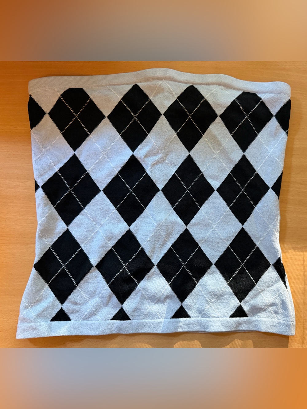 INC International Concepts Black and Light Blue Argyle Tube Top